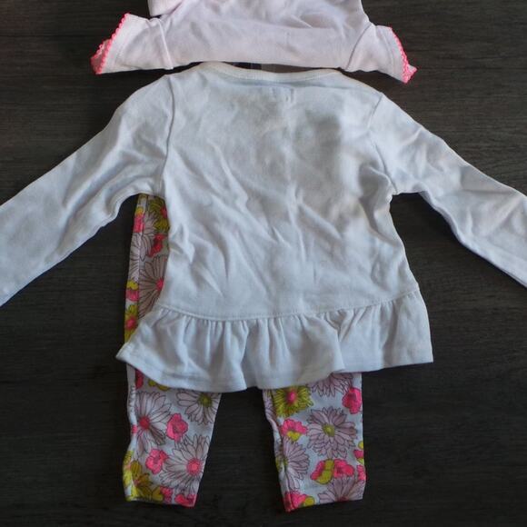 Carter's 3 Piece Outfit Floral Top and Pant Set Pink 6M NWT Pink Yellow Cheerful - Picture 4 of 5